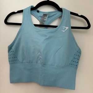 Gymshark Energy Seamless Longline Sports Bra in Medium Blue